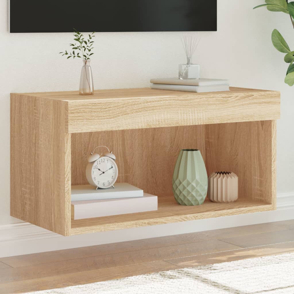 TV spintelė su LED lemputėmis, ąžuolo spalvos, 60x30x30cm