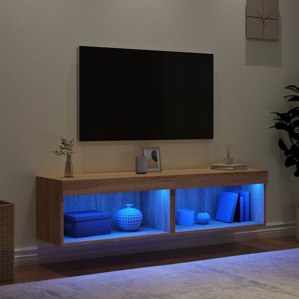 TV skapīši ar LED apgaismojumu, 2 gab., ozolkoka, 60x30x30 cm