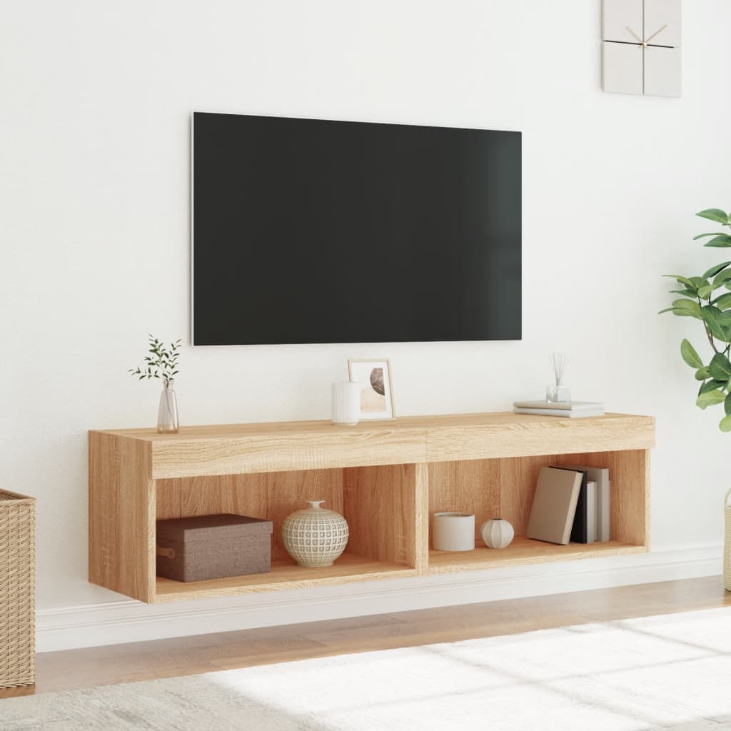 TV skapīši ar LED apgaismojumu, 2 gab., ozolkoka, 60x30x30 cm