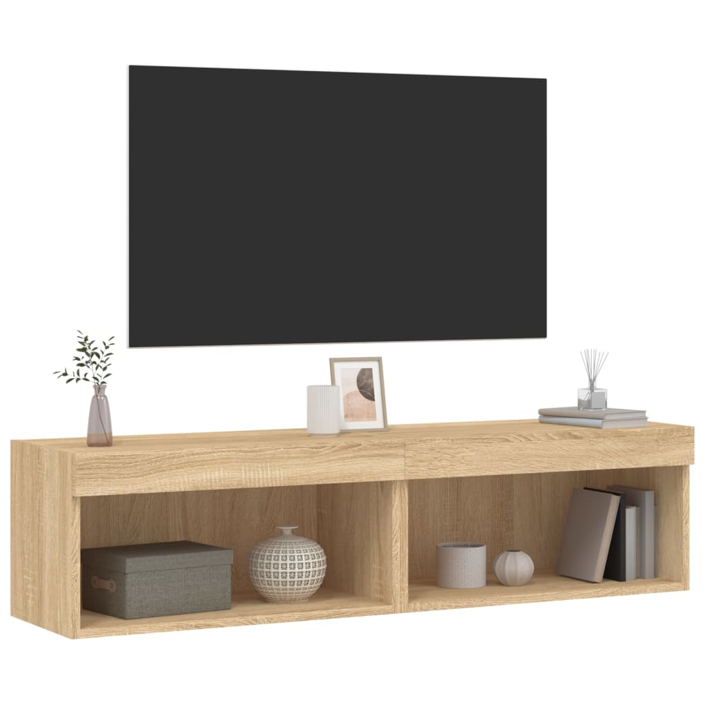 TV skapīši ar LED apgaismojumu, 2 gab., ozolkoka, 60x30x30 cm