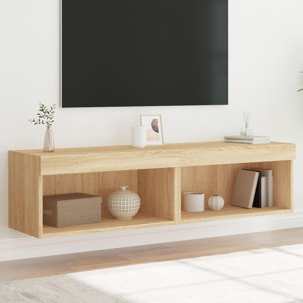 TV skapīši ar LED apgaismojumu, 2 gab., ozolkoka, 60x30x30 cm