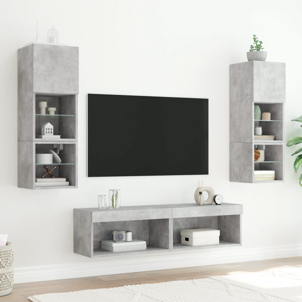 TV spintelė su LED lemputėmis, betono pilka, 60x30x30cm
