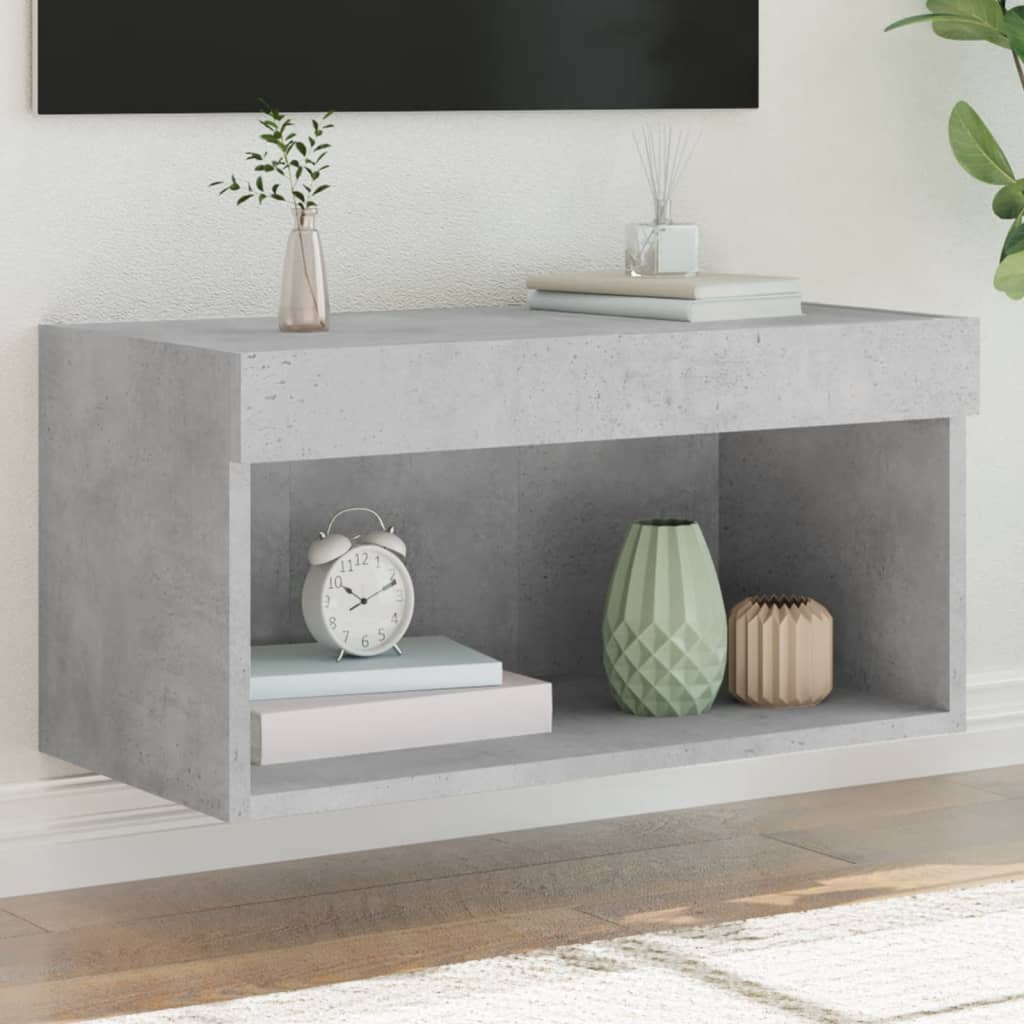 TV spintelė su LED lemputėmis, betono pilka, 60x30x30cm