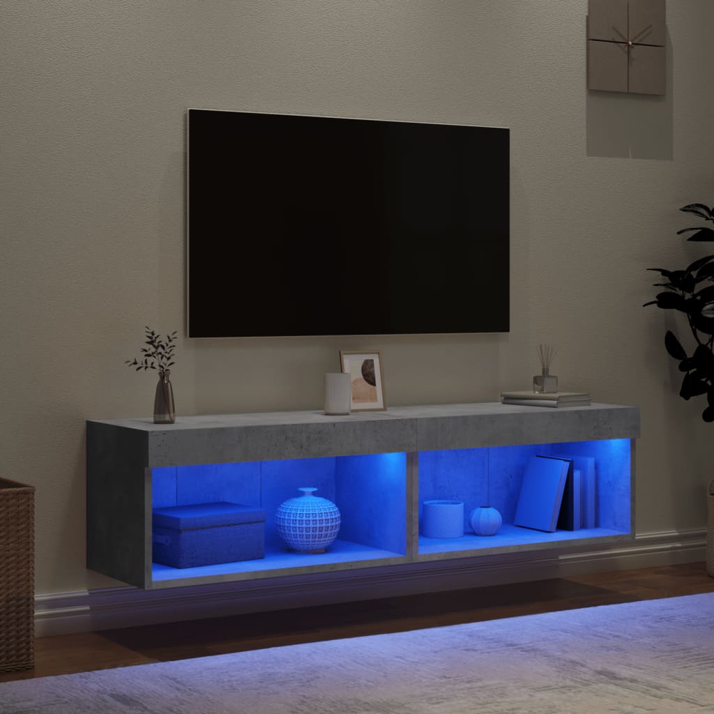TV skapīši ar LED gaismām, 2 gab., betona krāsā, 60x30x30 cm