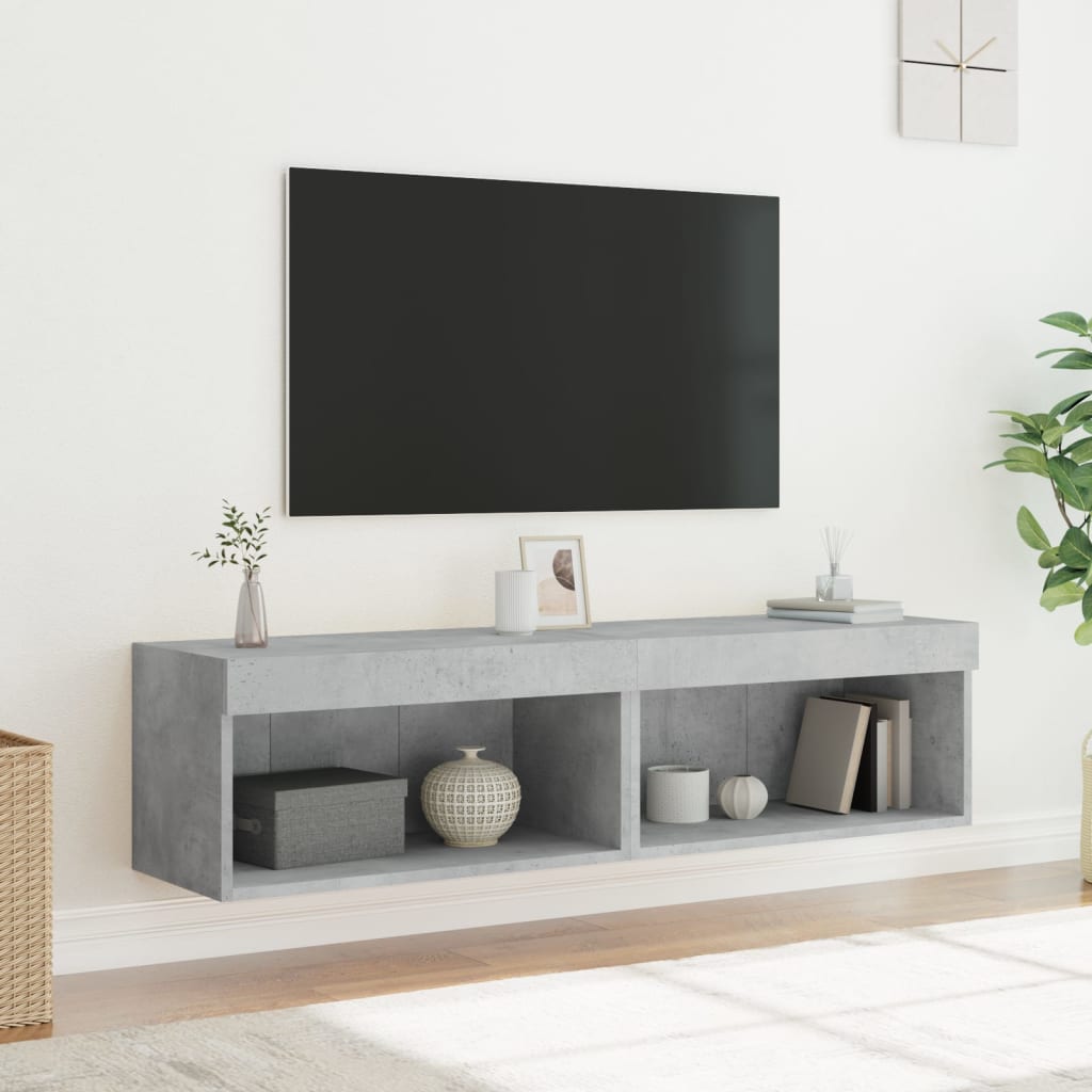 TV skapīši ar LED gaismām, 2 gab., betona krāsā, 60x30x30 cm