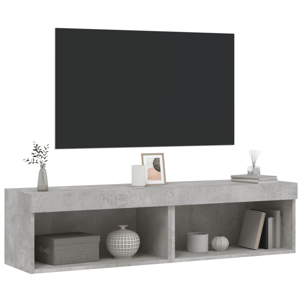 TV skapīši ar LED gaismām, 2 gab., betona krāsā, 60x30x30 cm