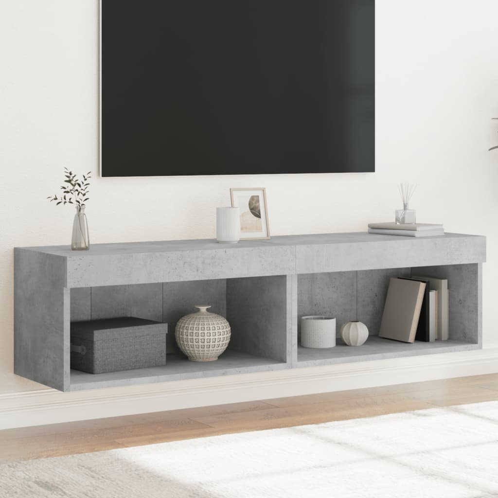 TV skapīši ar LED gaismām, 2 gab., betona krāsā, 60x30x30 cm