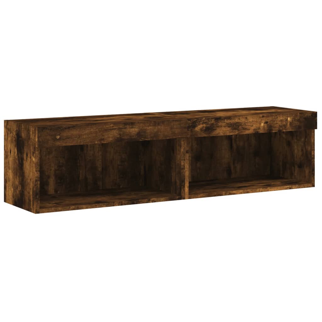 TV Cabinets with LED Lights, 2 pcs., Smoked, 60x30x30cm