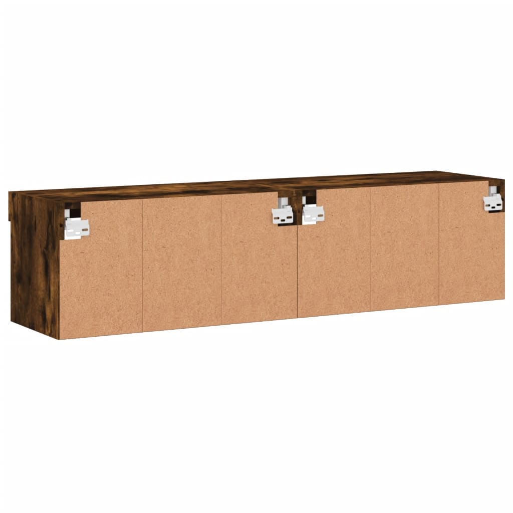 TV Cabinets with LED Lights, 2 pcs., Smoked, 60x30x30cm