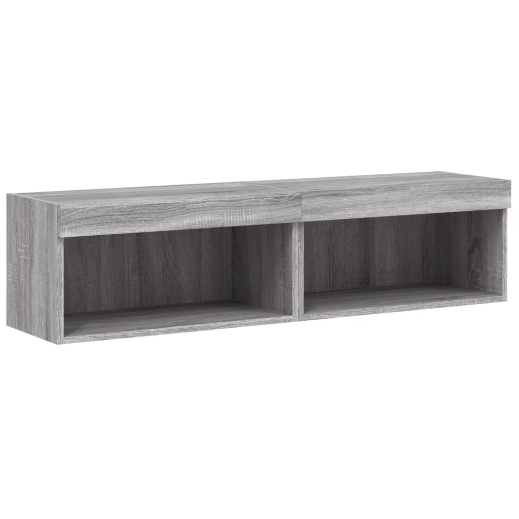 TV cabinet with LED lights, 2 pcs, grey oak, 60x30x30cm