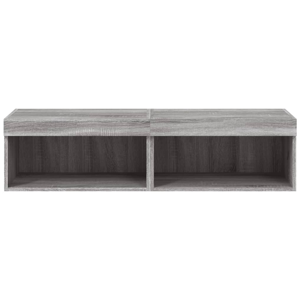 TV cabinet with LED lights, 2 pcs, grey oak, 60x30x30cm