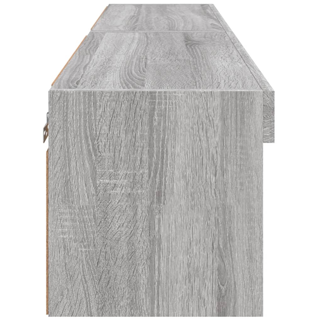 TV cabinet with LED lights, 2 pcs, grey oak, 60x30x30cm