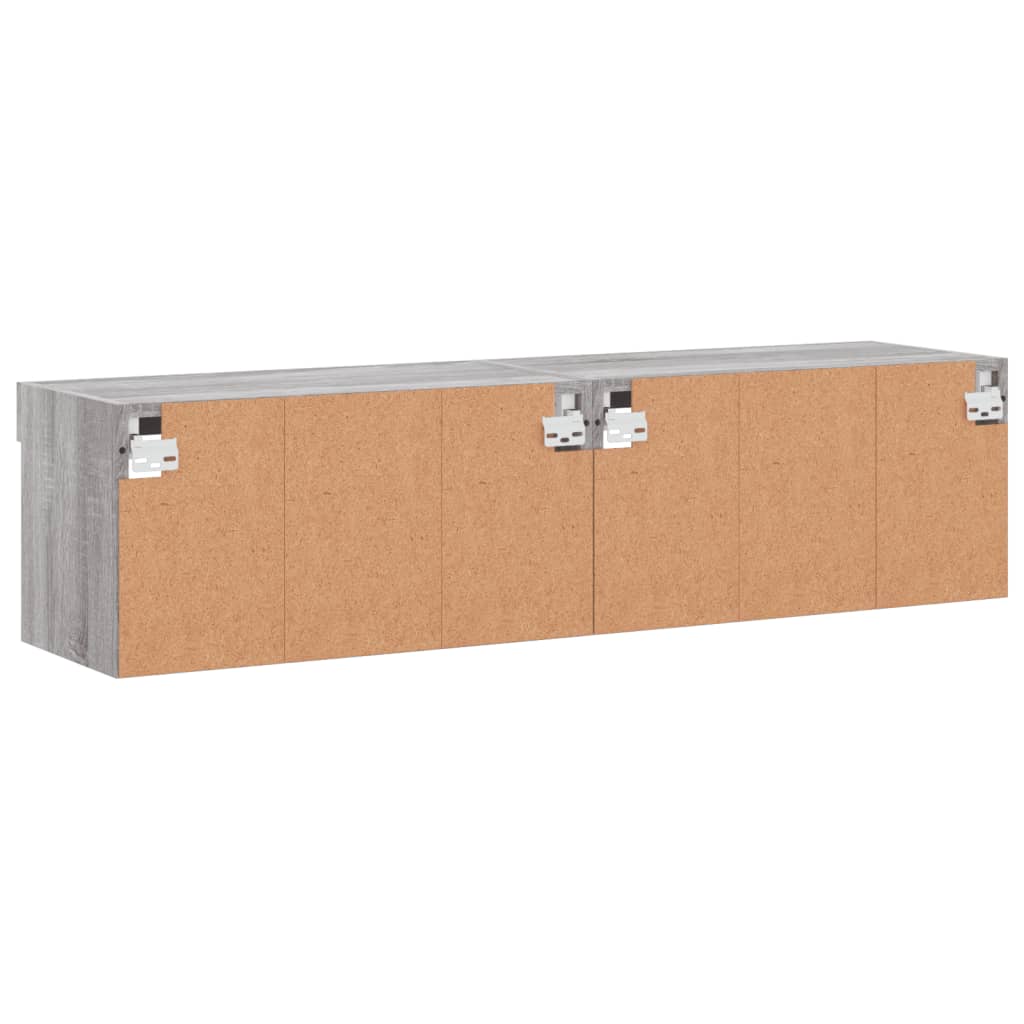 TV cabinet with LED lights, 2 pcs, grey oak, 60x30x30cm