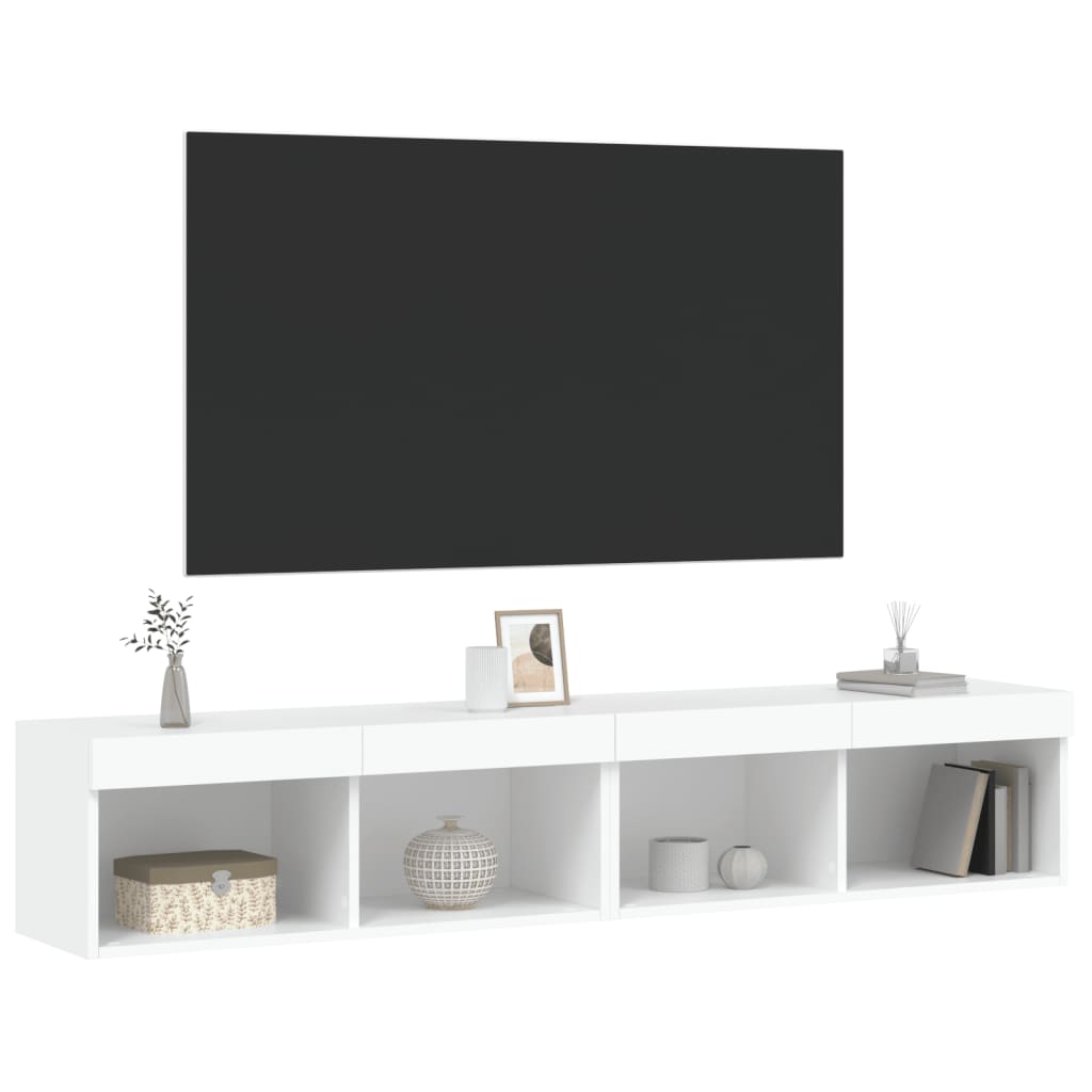 TV skapīši ar LED gaismām, 2 gab., balti, 80x30x30 cm