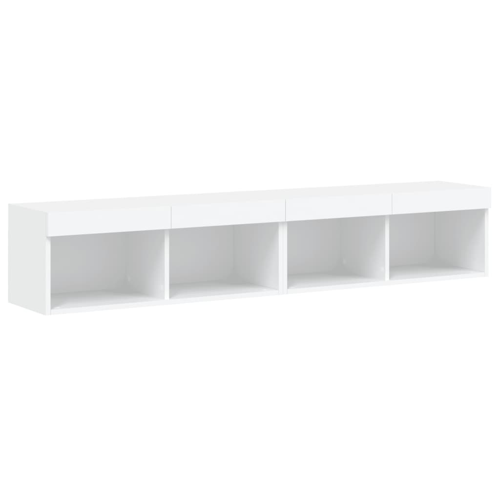 TV skapīši ar LED gaismām, 2 gab., balti, 80x30x30 cm