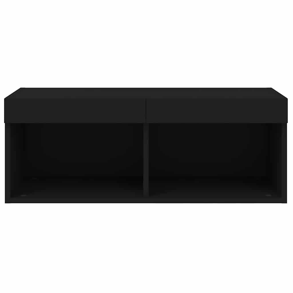 Televizora skapītis ar LED apgaismojumu, melns, 80x30x30 cm
