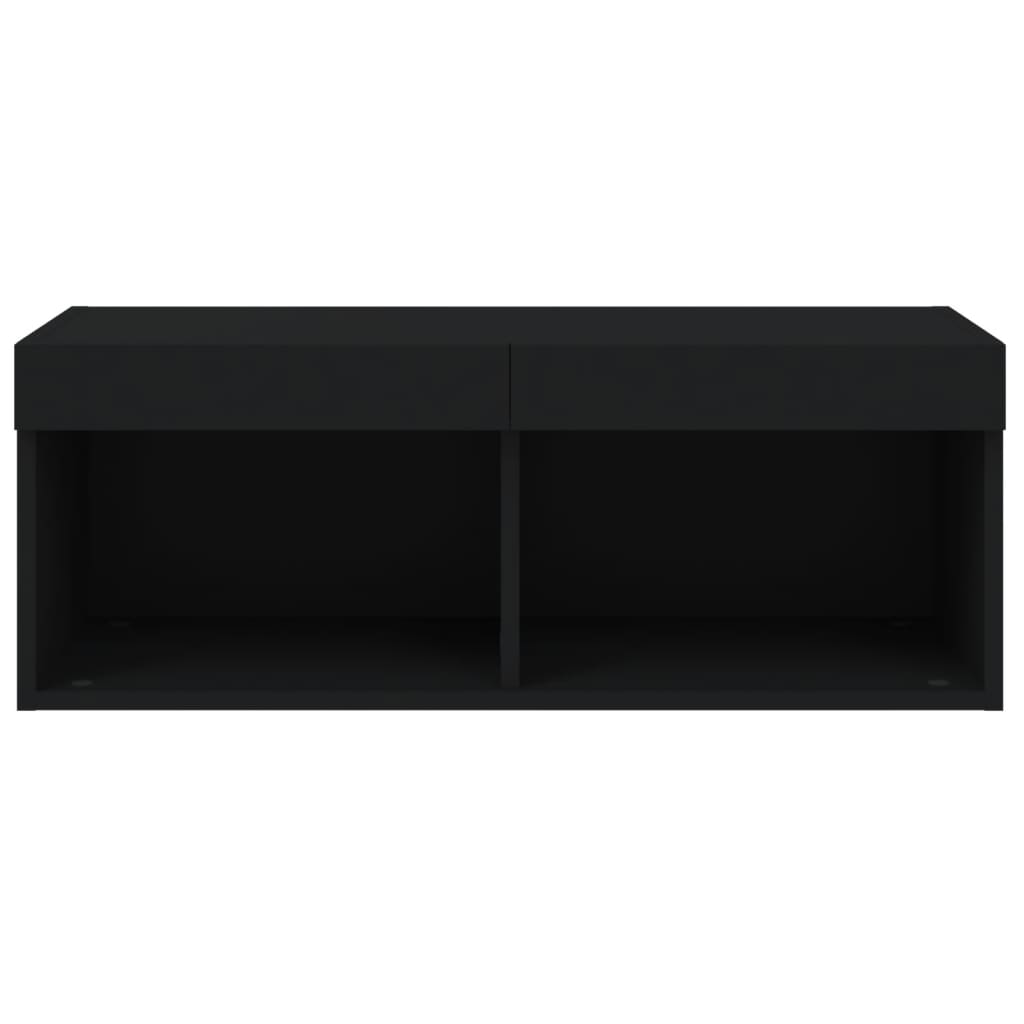 TV spintelė su LED lemputėmis, juodos spalvos, 80x30x30cm
