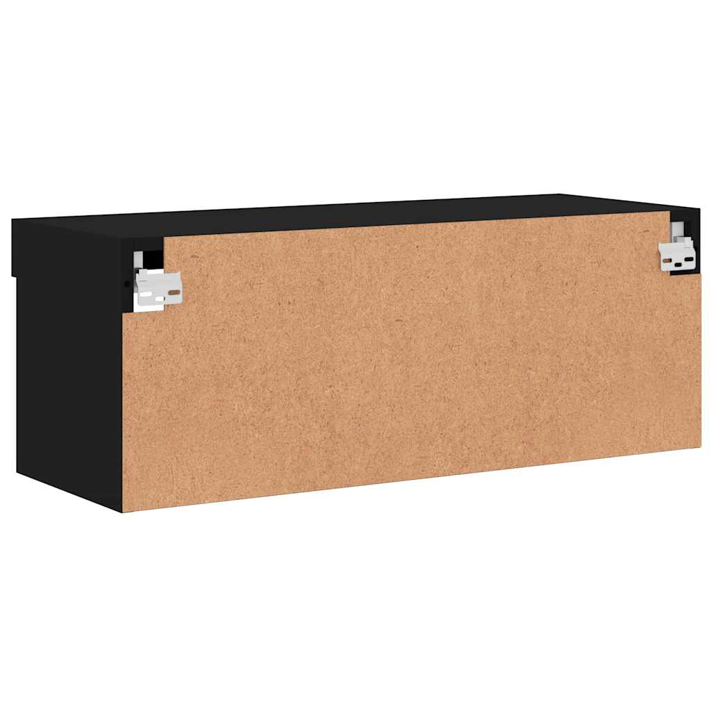 Televizora skapītis ar LED apgaismojumu, melns, 80x30x30 cm