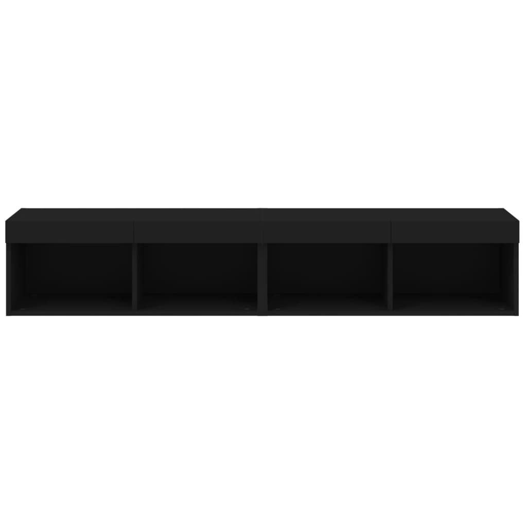 TV spintelės su LED lemputėmis, 2vnt., juodos, 80x30x30cm