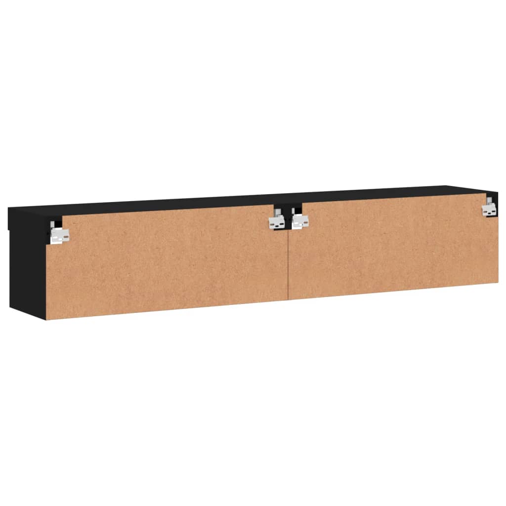 TV spintelės su LED lemputėmis, 2vnt., juodos, 80x30x30cm