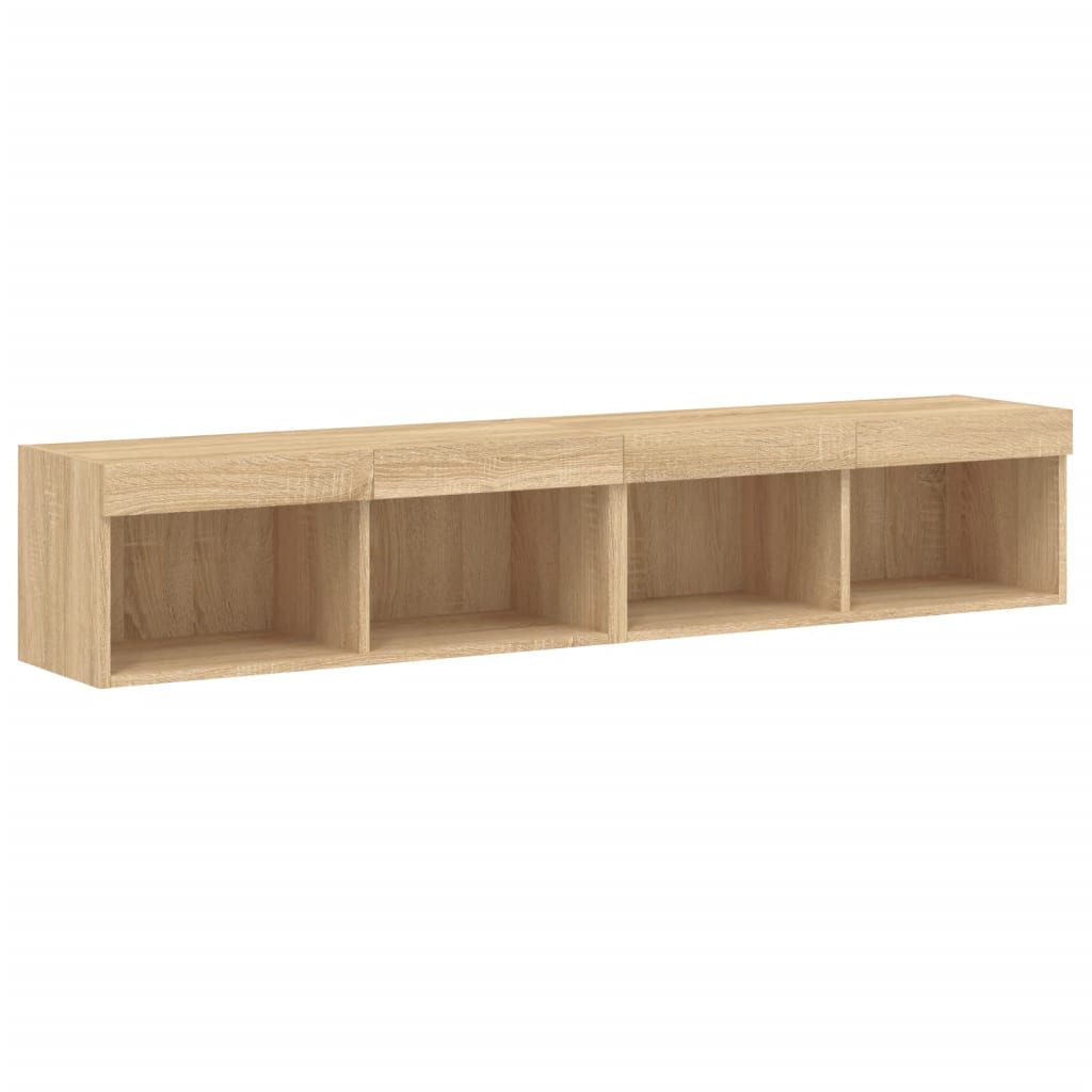 TV cabinets with LED lights, 2 pcs, oak, 80x30x30cm