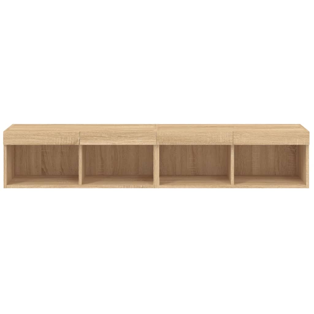 TV cabinets with LED lights, 2 pcs, oak, 80x30x30cm