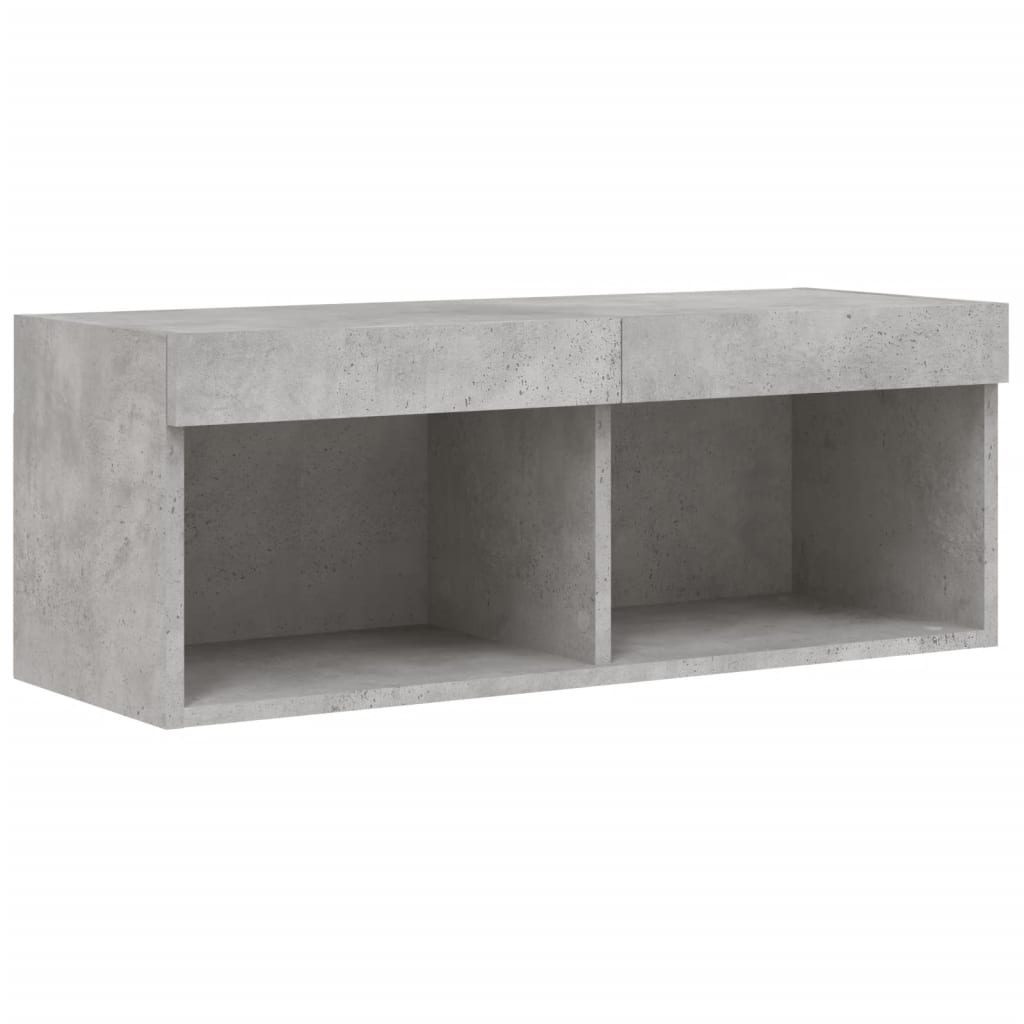 TV skapītis ar LED apgaismojumu, betona pelēks, 80x30x30 cm