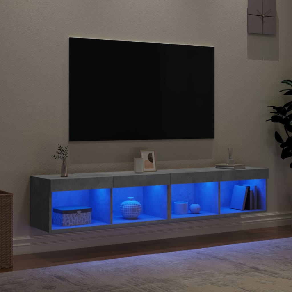 TV skapji ar LED gaismām, 2 gab., betona, 80x30x30 cm