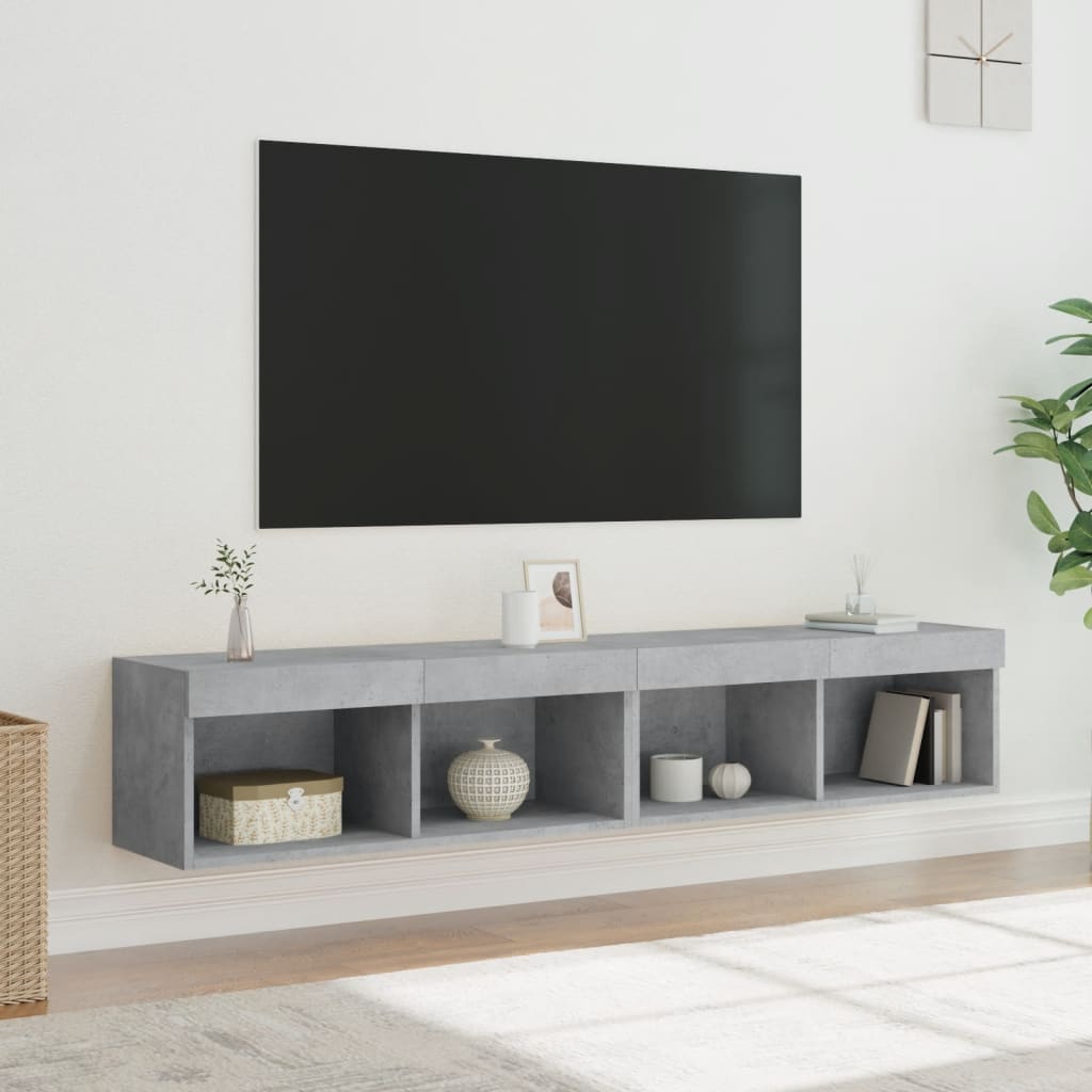 TV skapji ar LED gaismām, 2 gab., betona, 80x30x30 cm