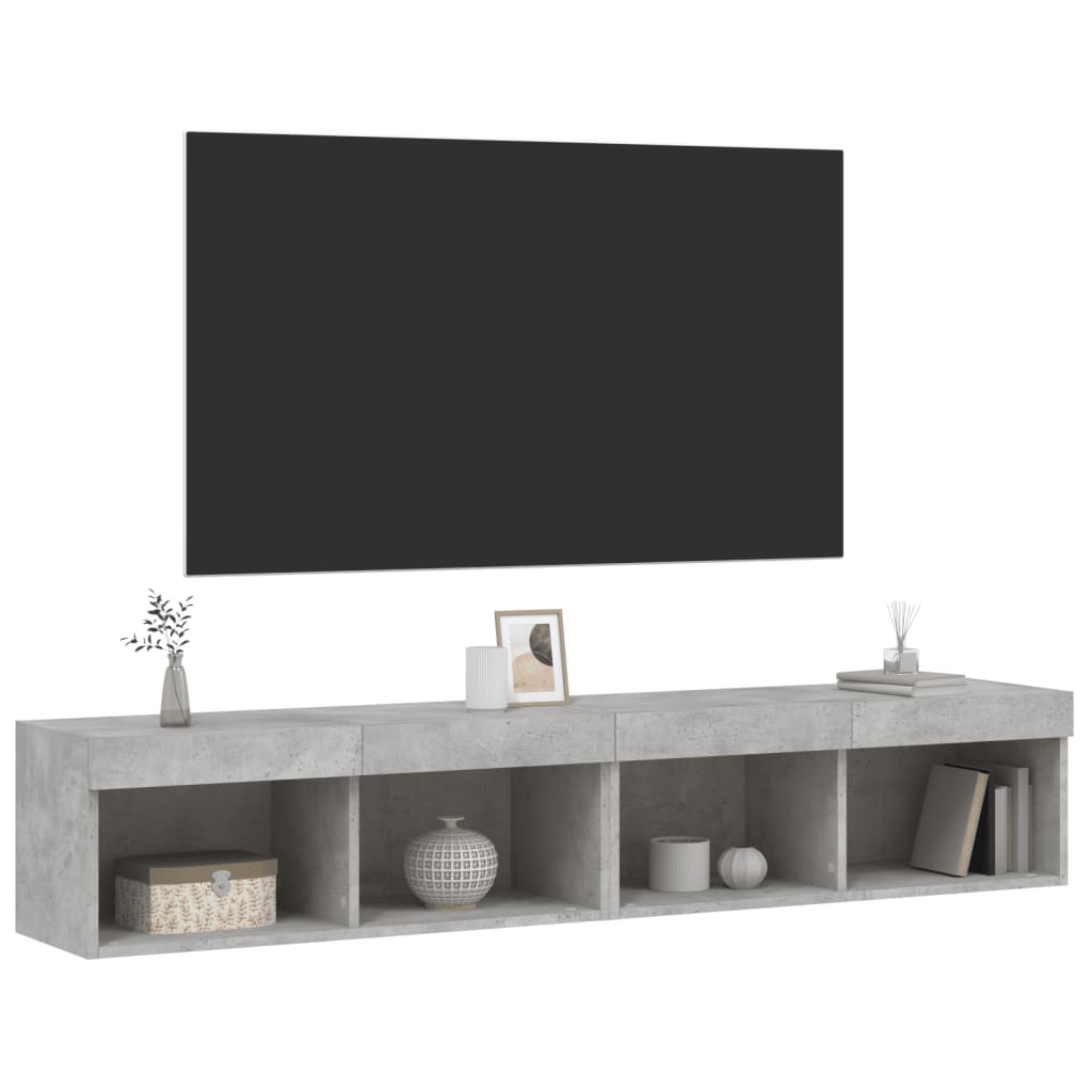 TV skapji ar LED gaismām, 2 gab., betona, 80x30x30 cm