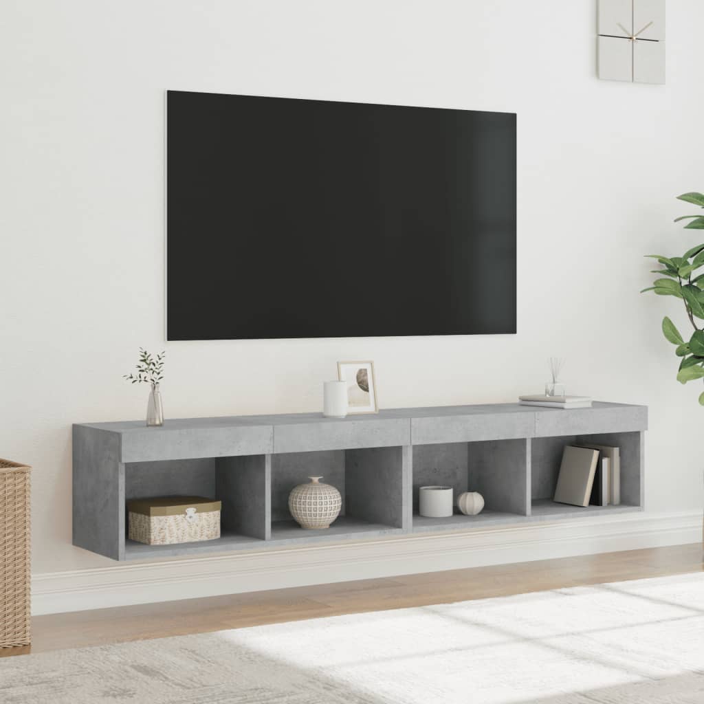 TV skapji ar LED gaismām, 2 gab., betona, 80x30x30 cm
