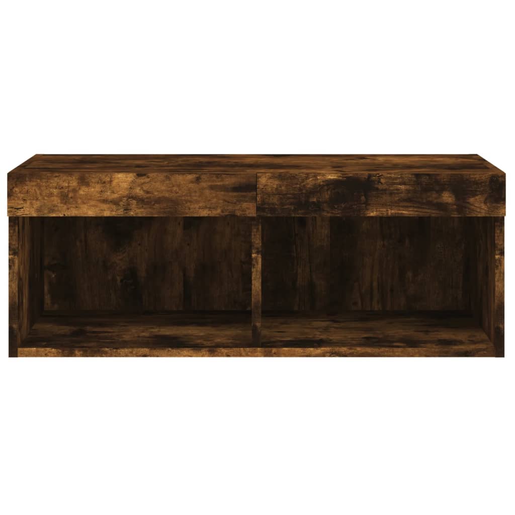 TV Cabinet with LED Lights, Smoked Oak, 80x30x30cm