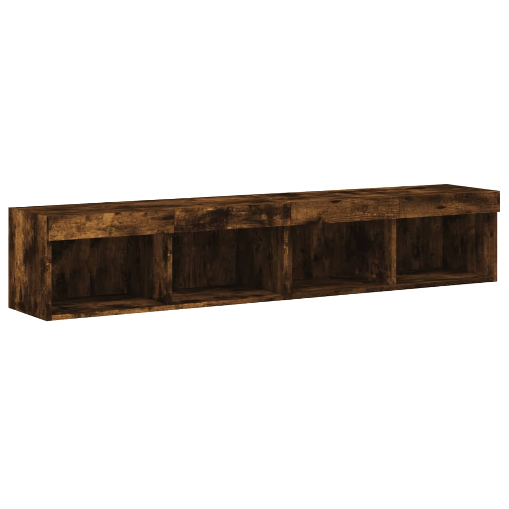 TV spintelės su LED, 2vnt., dūminio ąžuolo, 80x30x30cm