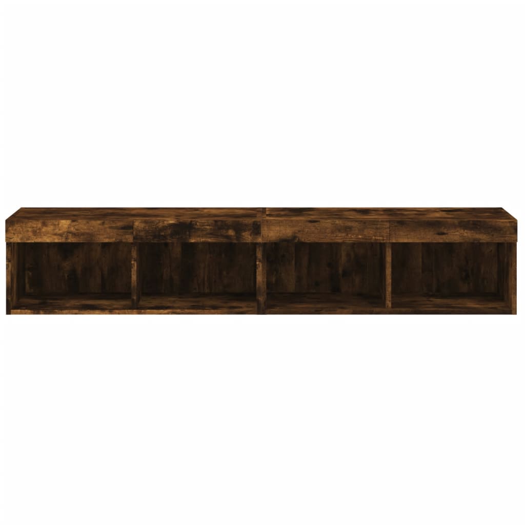 TV spintelės su LED, 2vnt., dūminio ąžuolo, 80x30x30cm