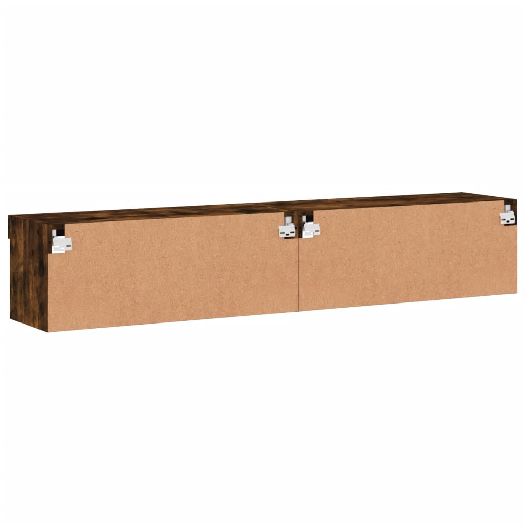 TV spintelės su LED, 2vnt., dūminio ąžuolo, 80x30x30cm