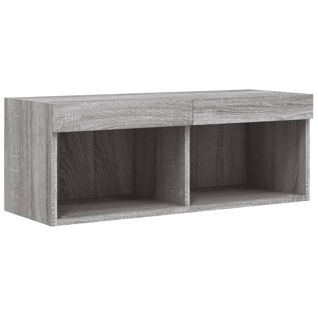 TV spintelė su LED lemputėmis, pilka ąžuolo, 80x30x30cm