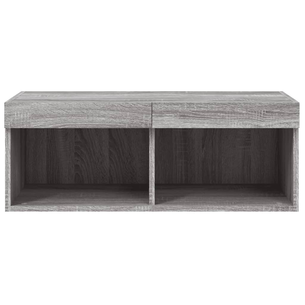 TV cabinet with LED lights, grey oak, 80x30x30cm