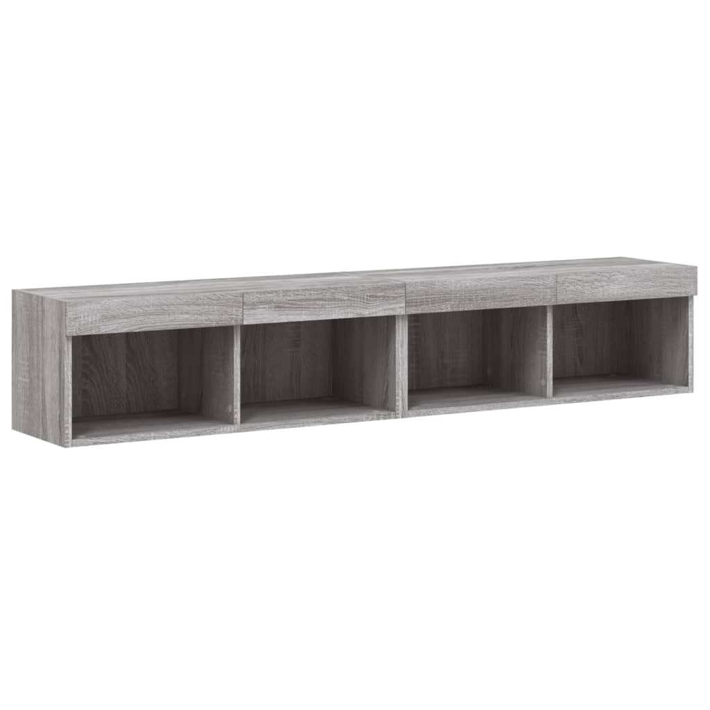 TV spintelės su LED, 2vnt., pilkos ąžuolo, 80x30x30cm