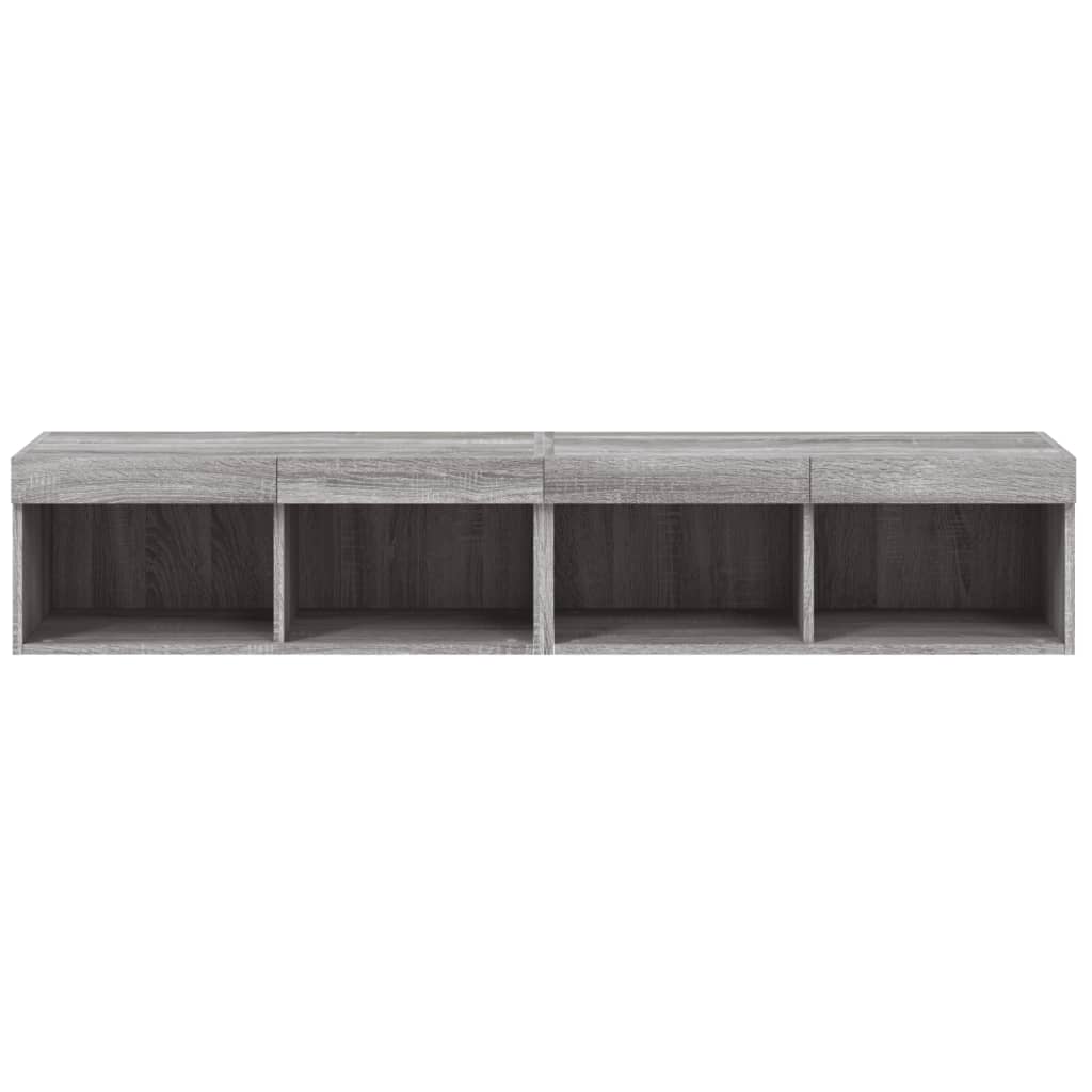 TV spintelės su LED, 2vnt., pilkos ąžuolo, 80x30x30cm