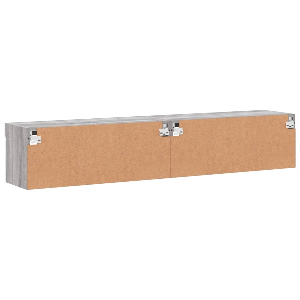 TV spintelės su LED, 2vnt., pilkos ąžuolo, 80x30x30cm