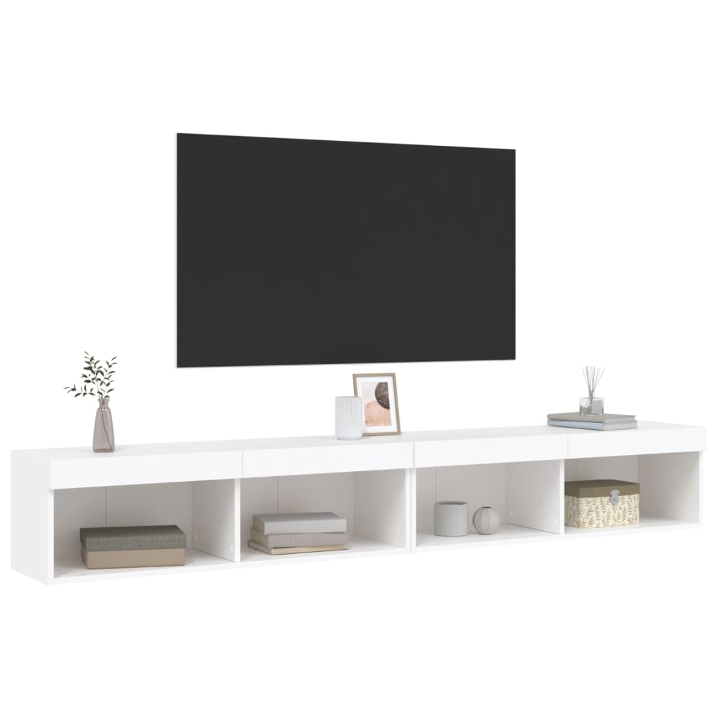 TV skapji ar LED gaismām, 2 gab., balti, 100x30x30cm