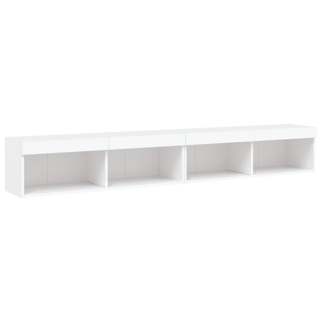 TV skapji ar LED gaismām, 2 gab., balti, 100x30x30cm