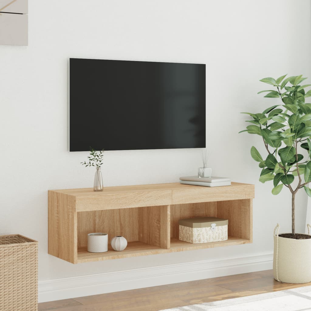 TV skapītis ar LED apgaismojumu, ozola krāsā, 100x30x30cm