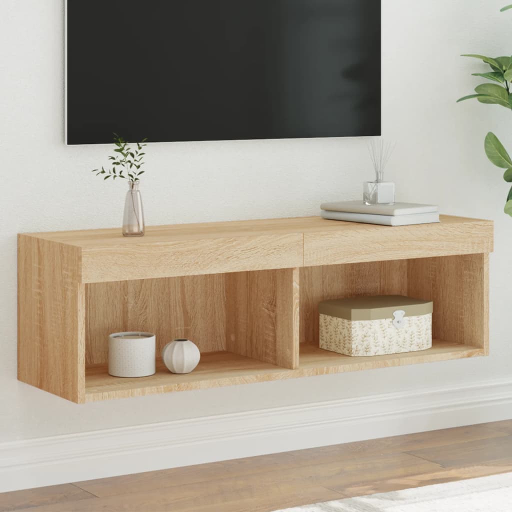 TV skapītis ar LED apgaismojumu, ozola krāsā, 100x30x30cm