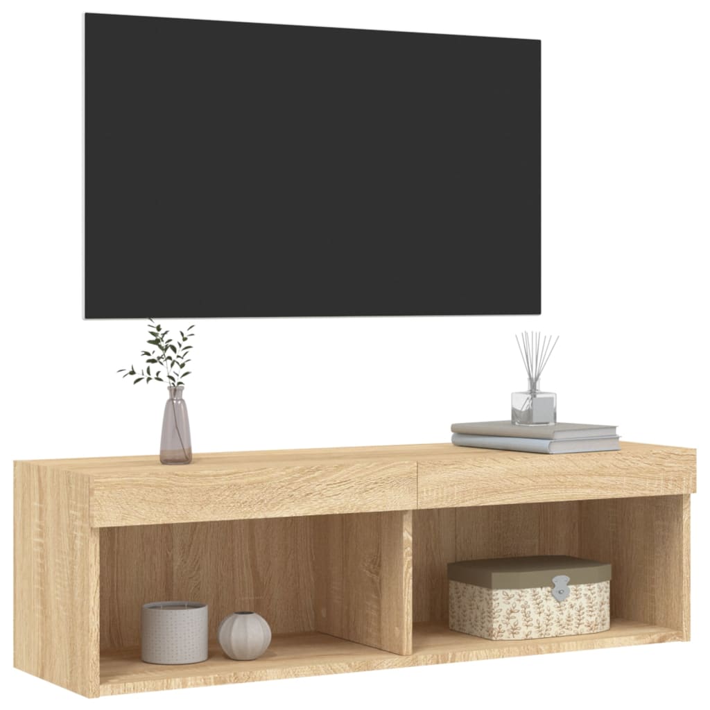 TV skapītis ar LED apgaismojumu, ozola krāsā, 100x30x30cm