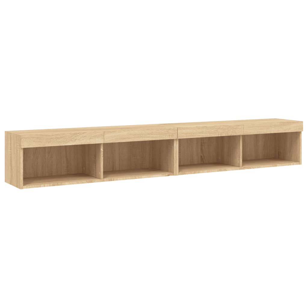TV spintelės su LED lemputėmis, 2vnt., ąžuolo, 100x30x30cm