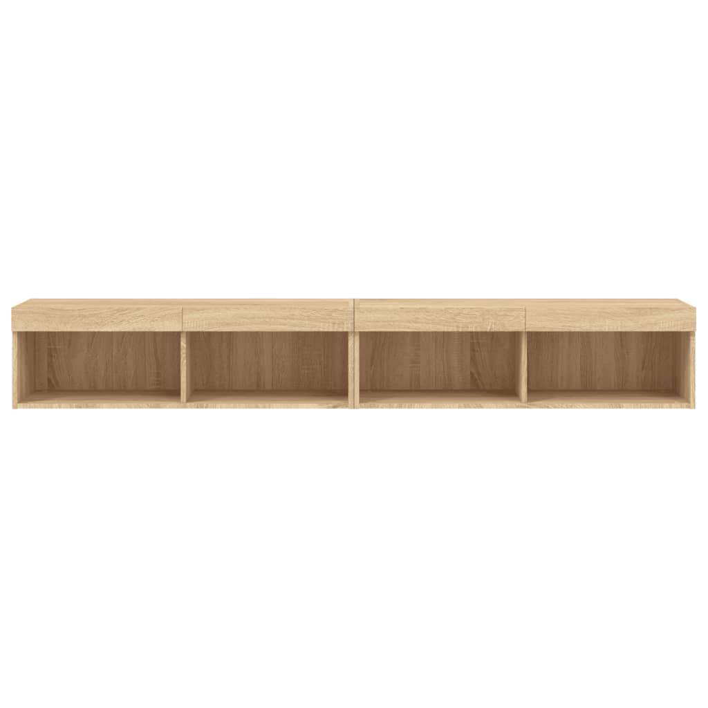 TV spintelės su LED lemputėmis, 2vnt., ąžuolo, 100x30x30cm
