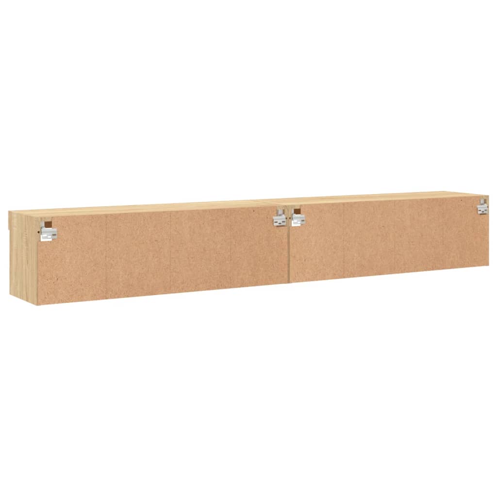 TV spintelės su LED lemputėmis, 2vnt., ąžuolo, 100x30x30cm