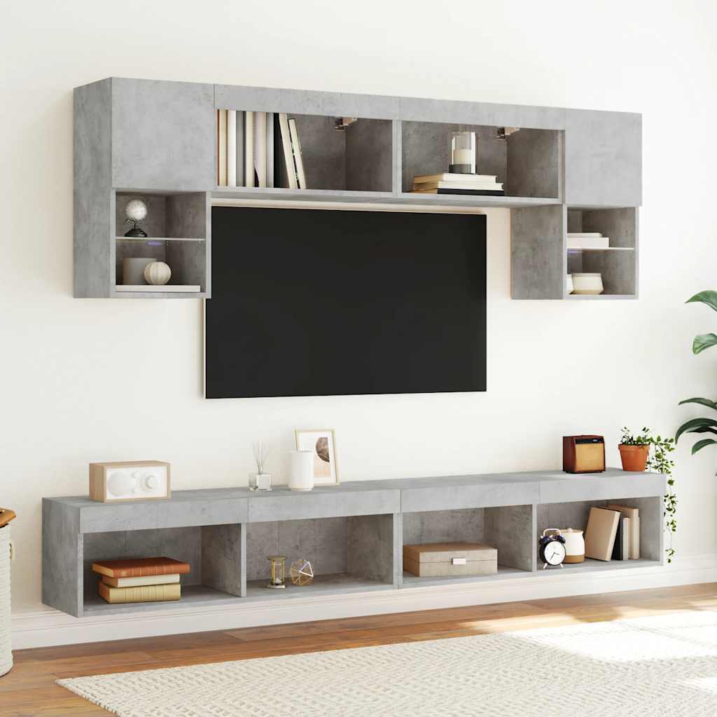 TV skapītis ar LED apgaismojumu, betona pelēks, 100x30x30cm