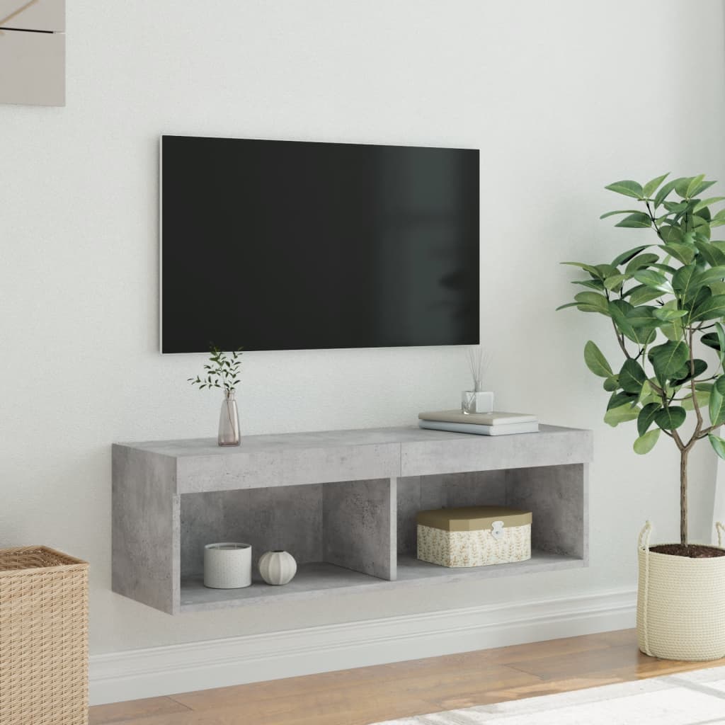 TV spintelė su LED lemputėmis, betono pilka, 100x30x30cm